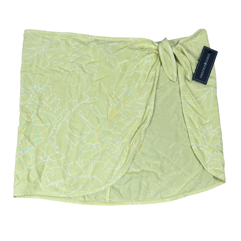 NWT Volcom Coco Ho Hawaiian Leaf Tropical Citrus Bikini Swimsuit Sarong Wrap